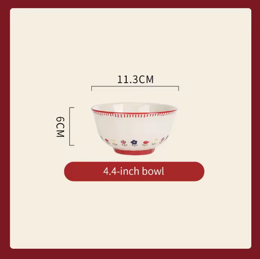Measurement chart of a 4.4-inch bowl with dimensions on a beige background